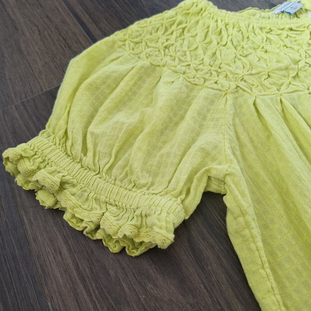 Yellow Smocked Puff-Sleeve Women's Top - Picture 5 of 8